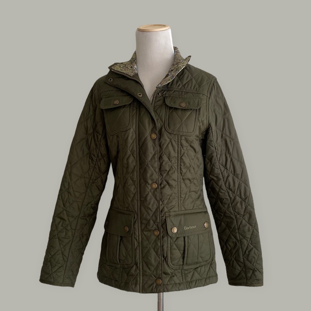 Barbour Green Quilted Utility Jacket with Hood